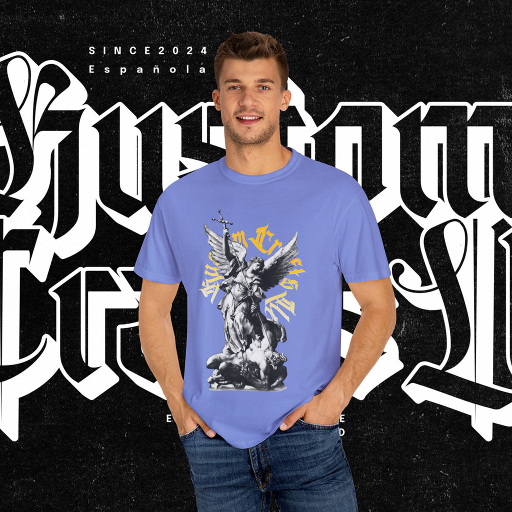 Saint Micheal Vintage-Inspired Graphic T-Shirt featuring Angel Design, Perfect for Casual Wear, Gift for Art Lovers, Streetwear Essential, Unisex Tee