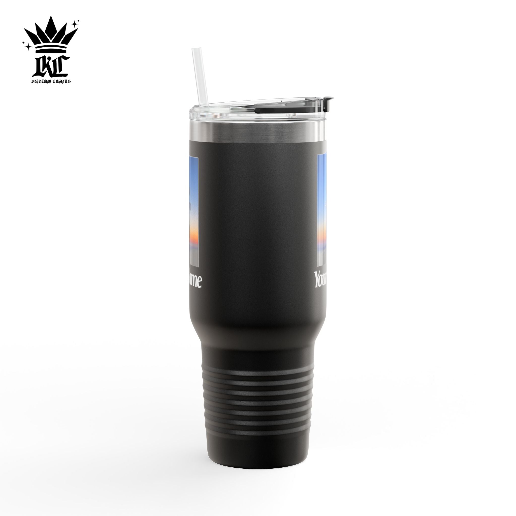 40oz Insulated Travel Mug – Personalized White Tumbler with Straw & Handle