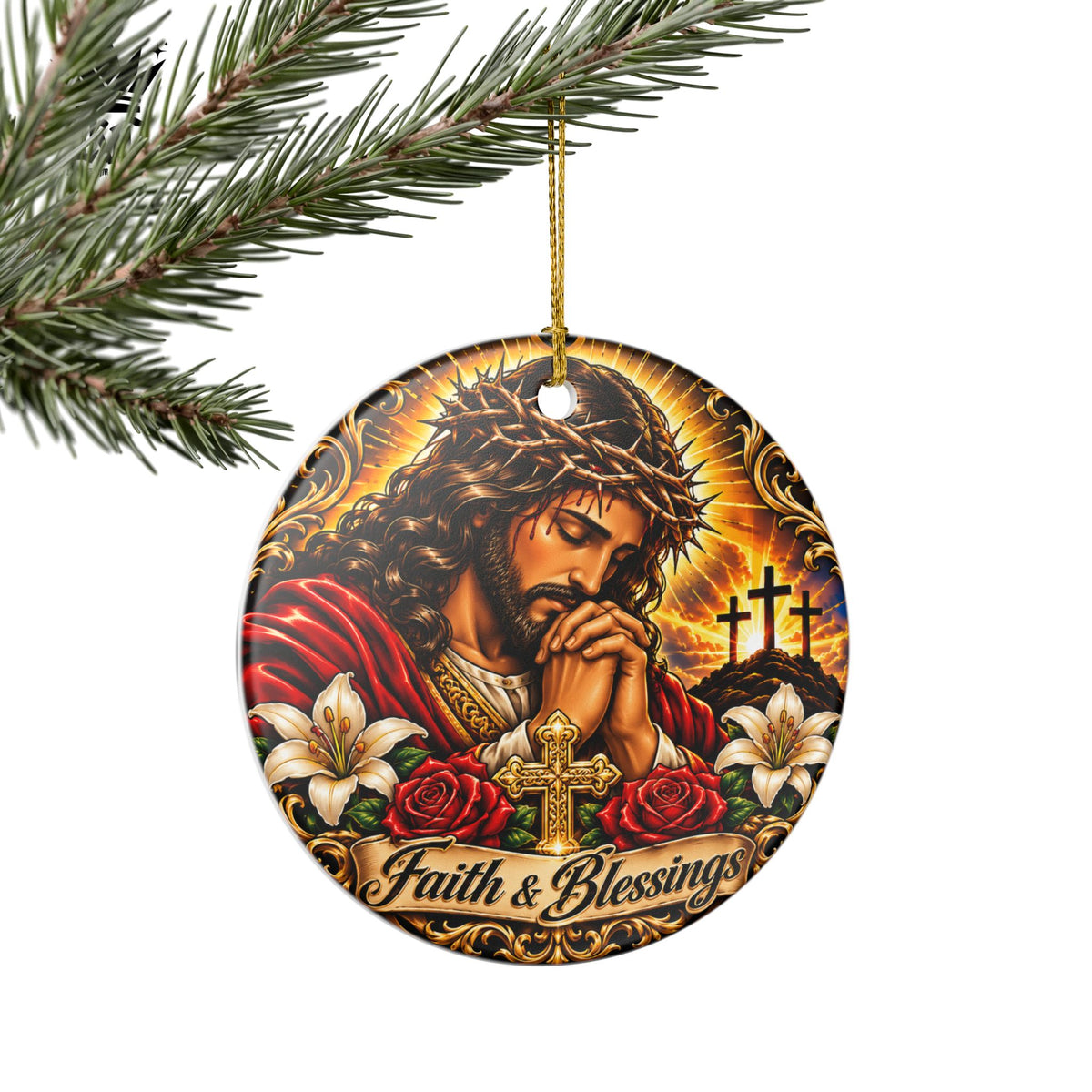Faith and Blessings Ceramic Ornament