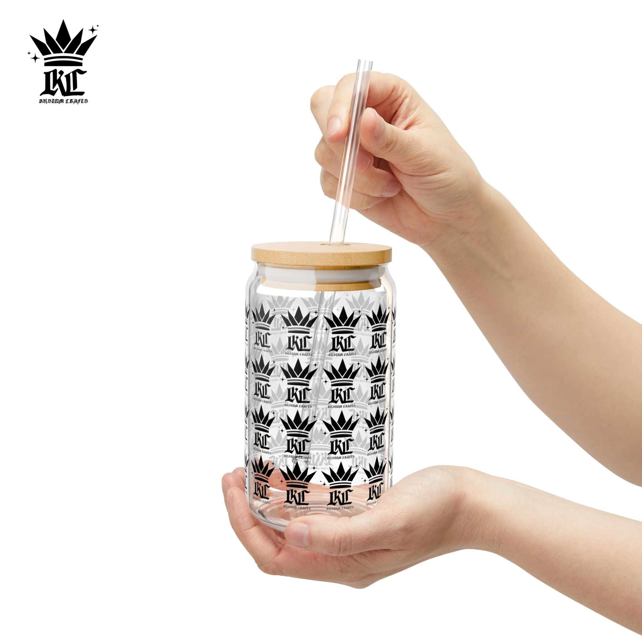 16oz Custom Glass Sipper Cup — Personalized Sipper Glass
