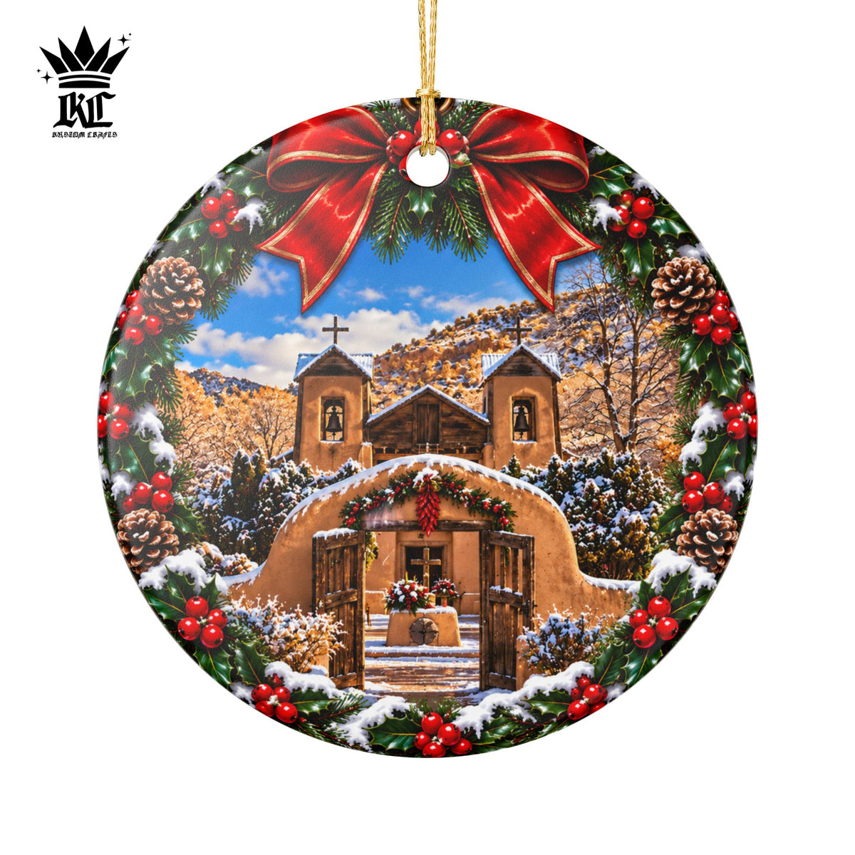 Wreath Santuario De Chimayo - Ceramic Christmas Ornament