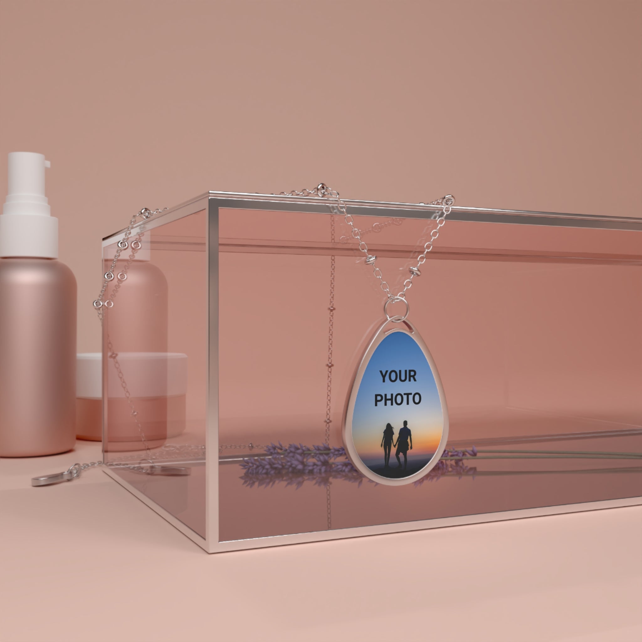 Personalized Teardrop Photo Pendant