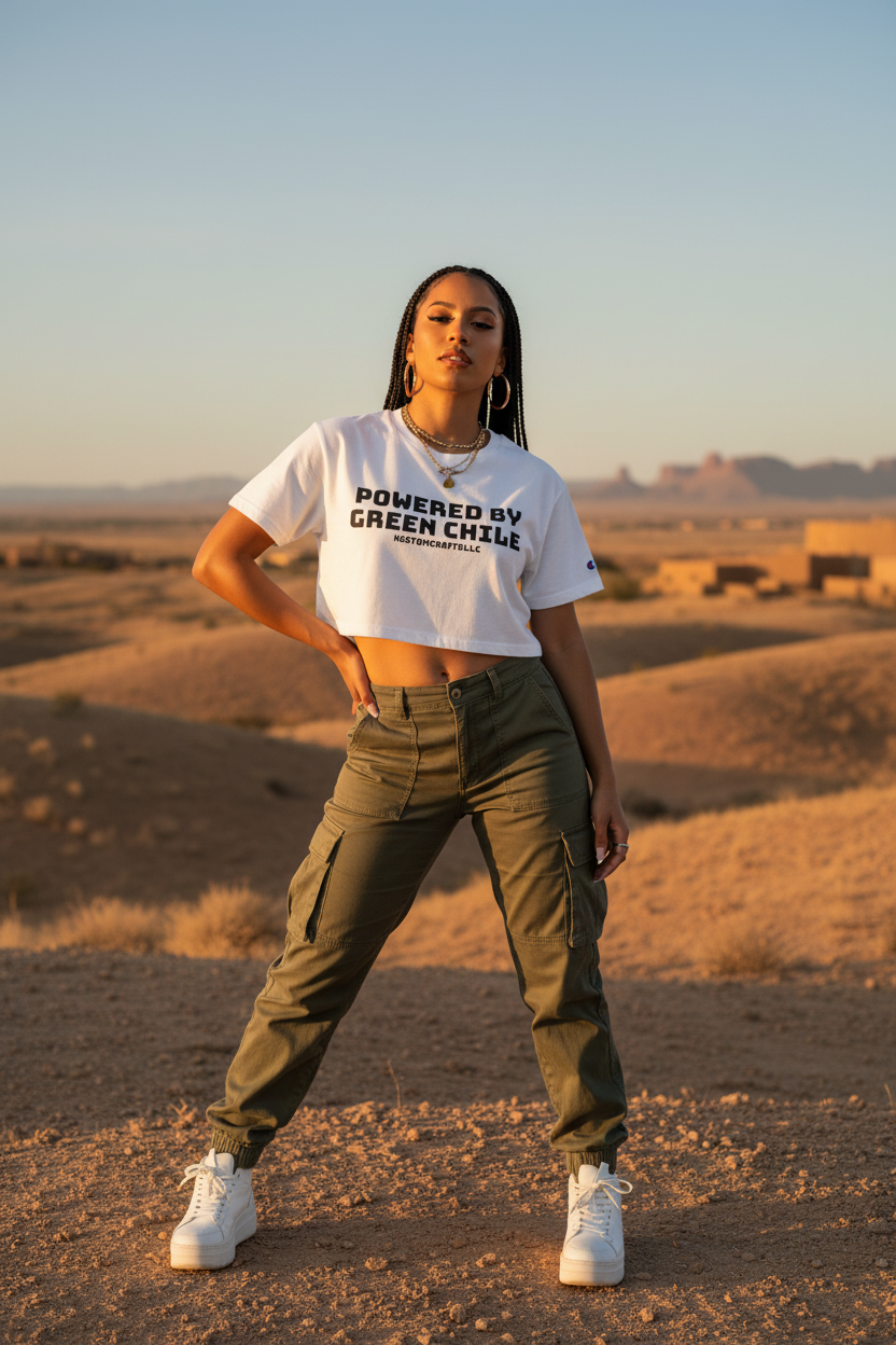 Powered by Green Chile - Women's Cropped T-Shirt