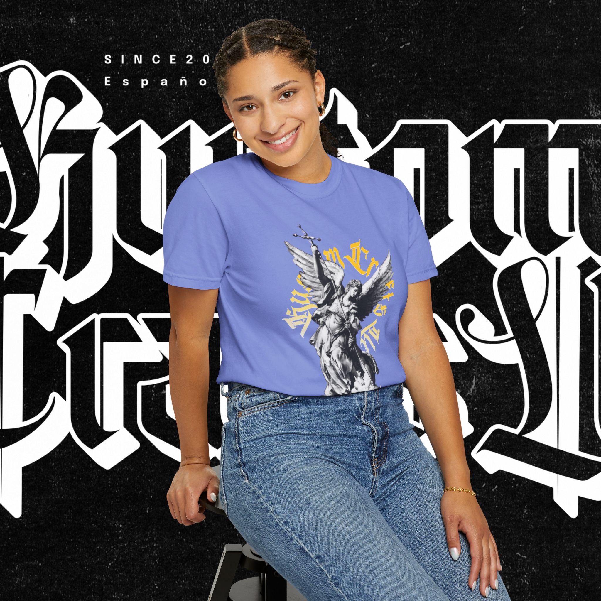 Saint Micheal Vintage-Inspired Graphic T-Shirt featuring Angel Design, Perfect for Casual Wear, Gift for Art Lovers, Streetwear Essential, Unisex Tee
