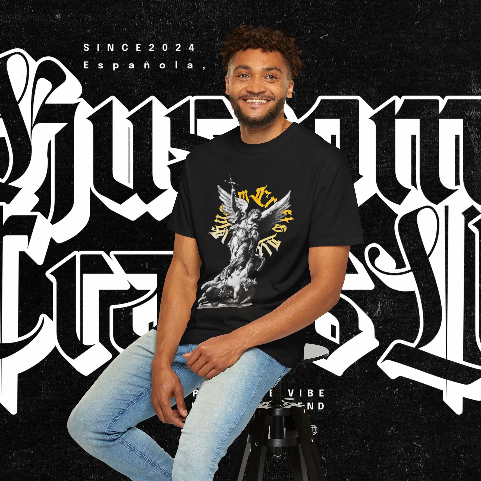 Saint Micheal Vintage-Inspired Graphic T-Shirt featuring Angel Design, Perfect for Casual Wear, Gift for Art Lovers, Streetwear Essential, Unisex Tee