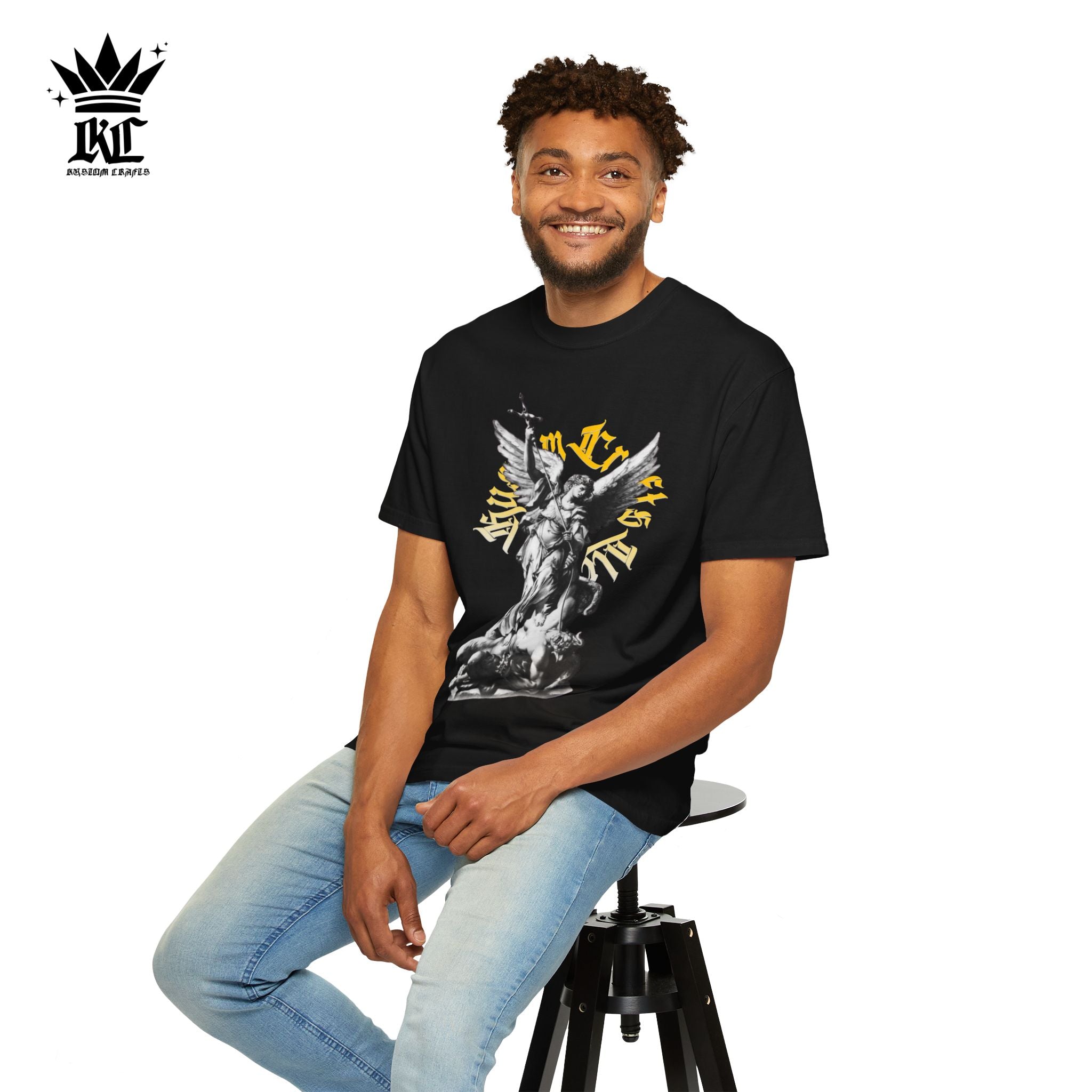 Saint Micheal Vintage-Inspired Graphic T-Shirt featuring Angel Design, Perfect for Casual Wear, Gift for Art Lovers, Streetwear Essential, Unisex Tee