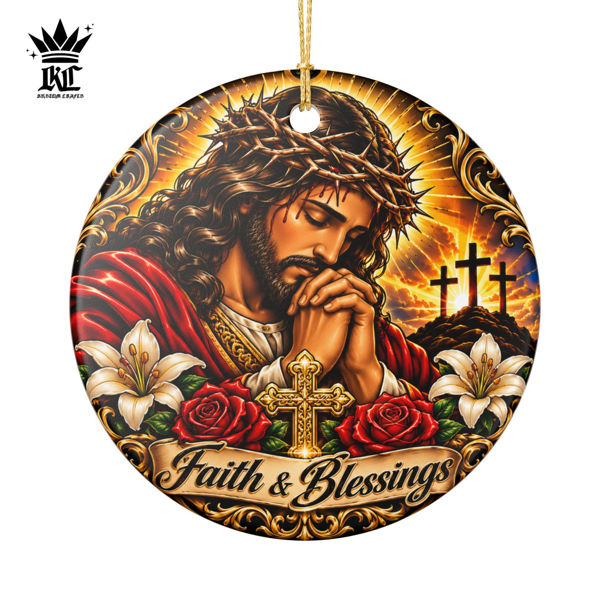 Faith and Blessings Ceramic Ornament