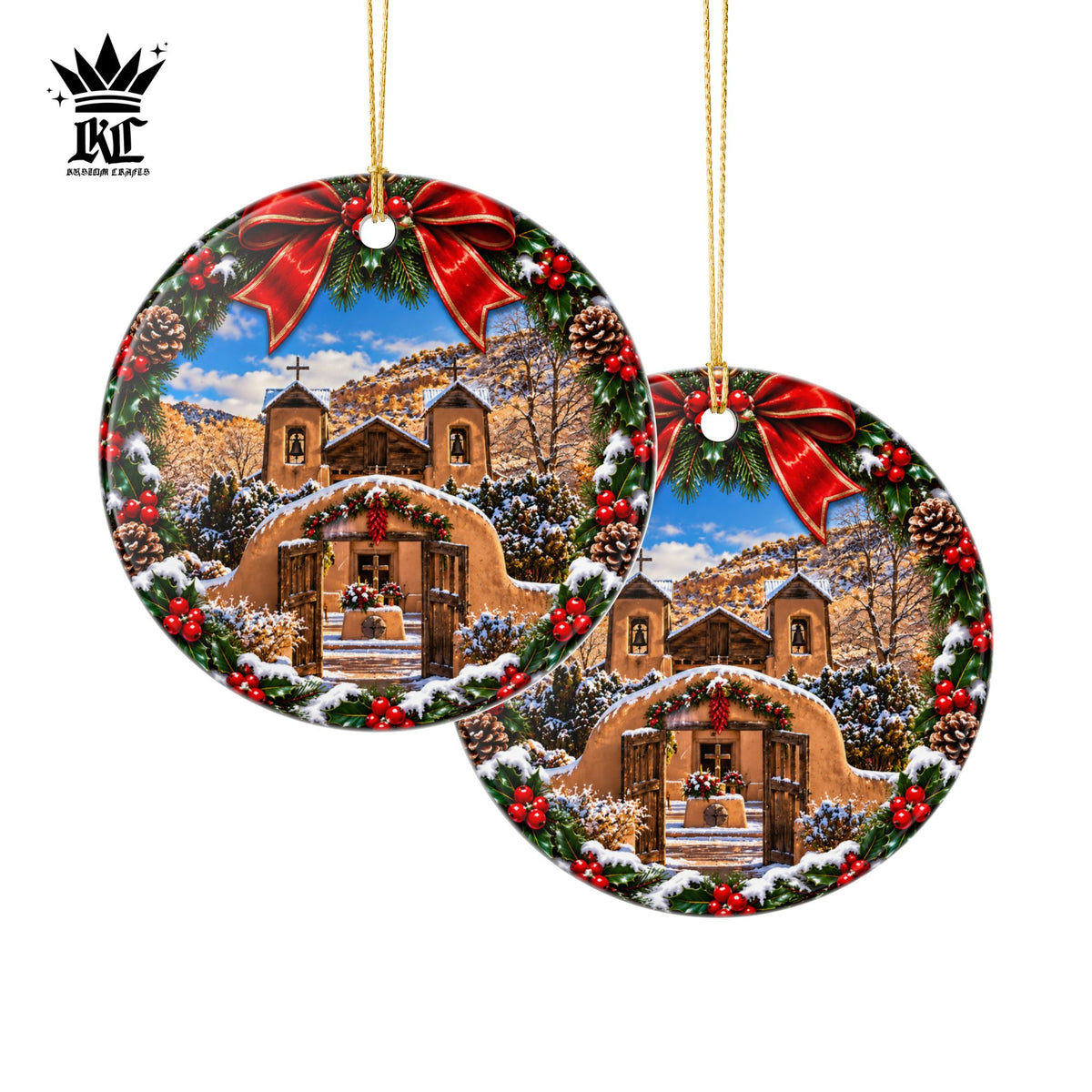 Wreath Santuario De Chimayo - Ceramic Christmas Ornament