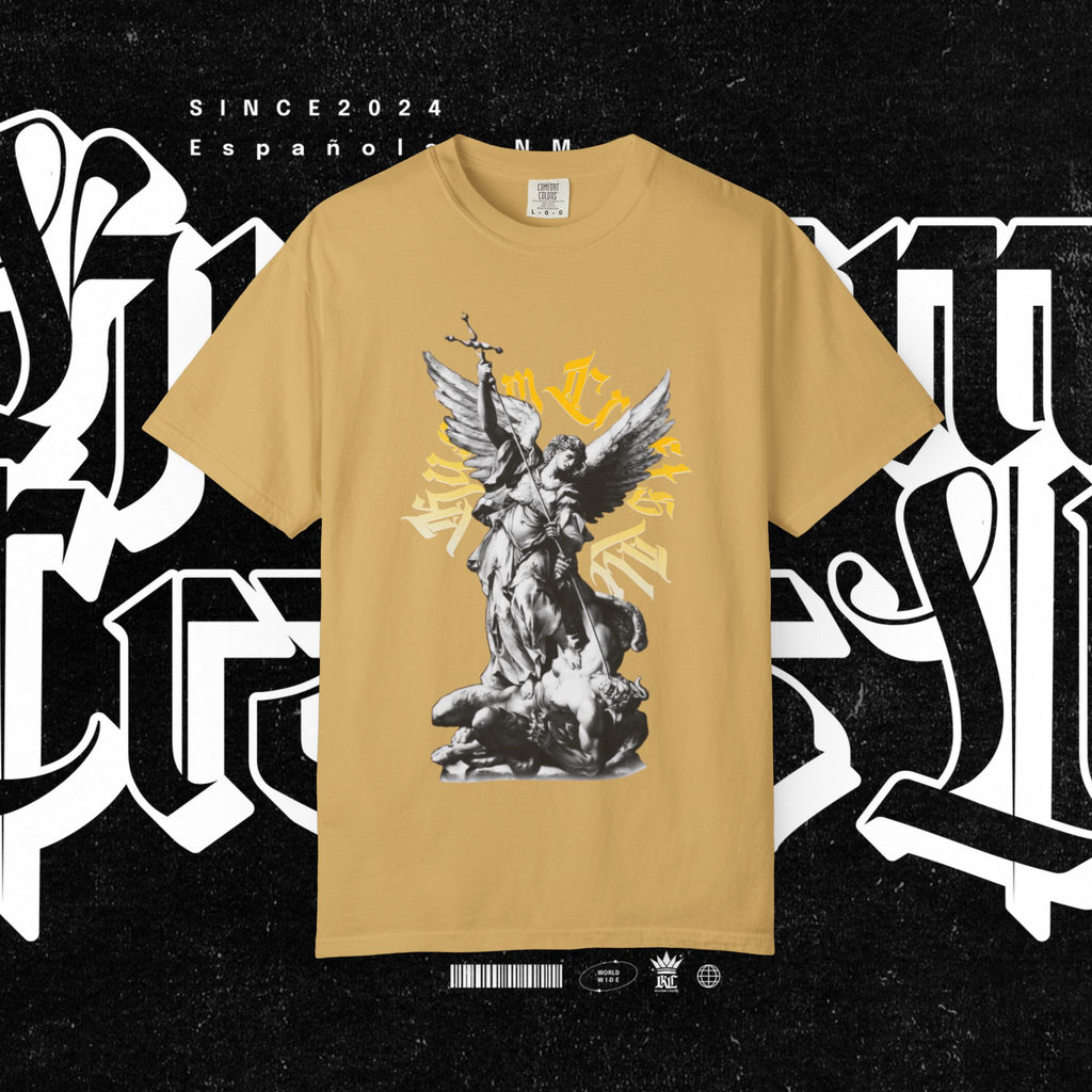Saint Micheal Vintage-Inspired Graphic T-Shirt featuring Angel Design, Perfect for Casual Wear, Gift for Art Lovers, Streetwear Essential, Unisex Tee