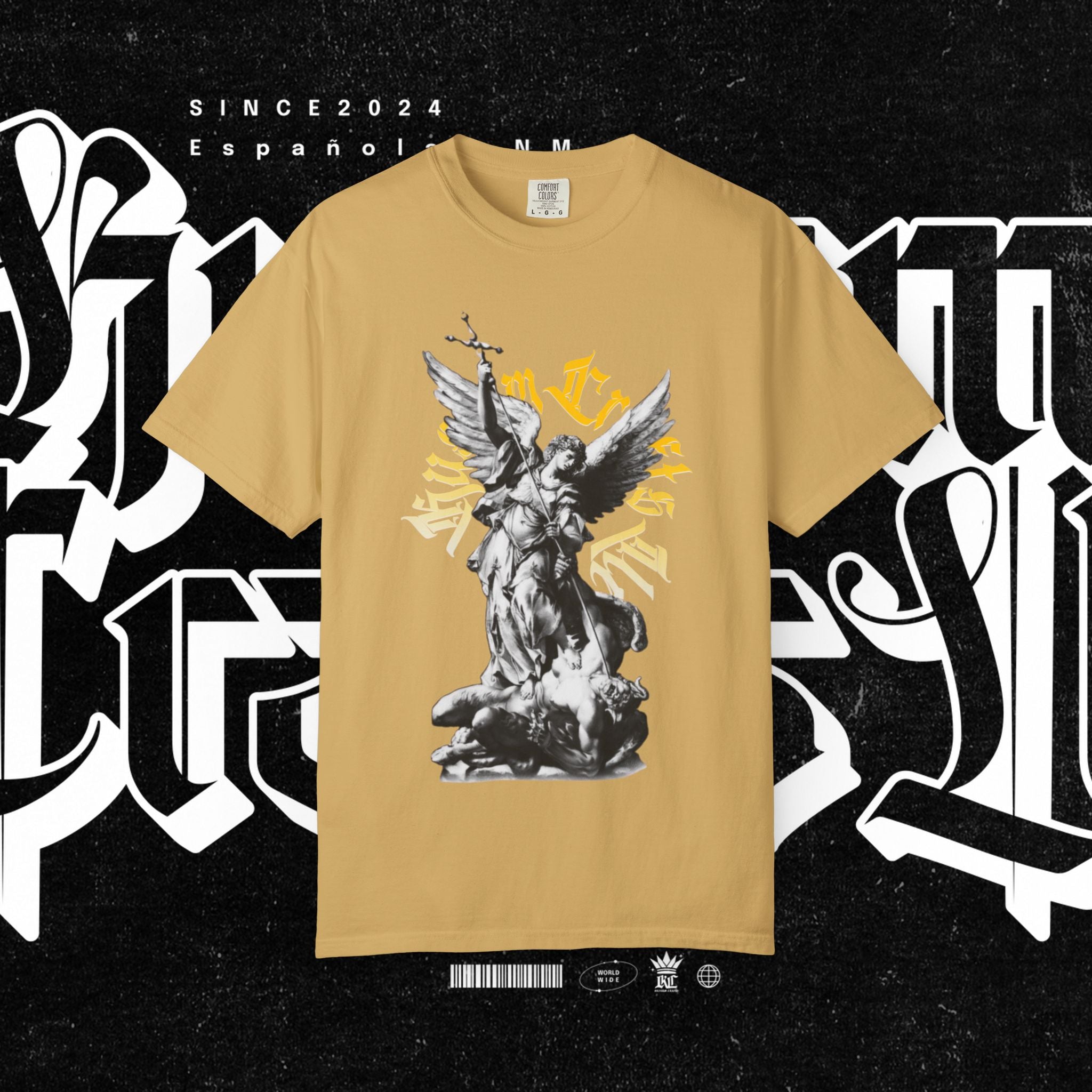 Saint Micheal Vintage-Inspired Graphic T-Shirt featuring Angel Design, Perfect for Casual Wear, Gift for Art Lovers, Streetwear Essential, Unisex Tee