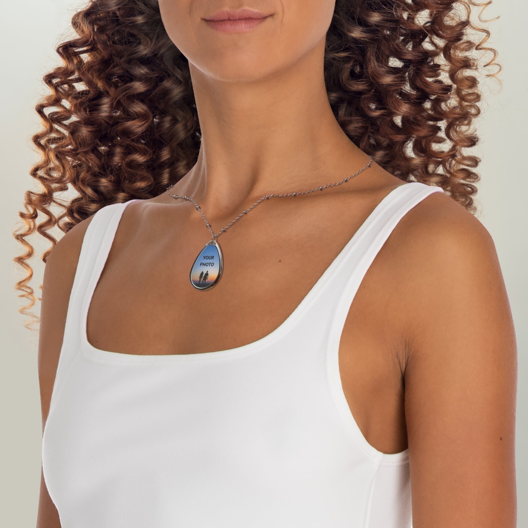 Personalized Teardrop Photo Pendant