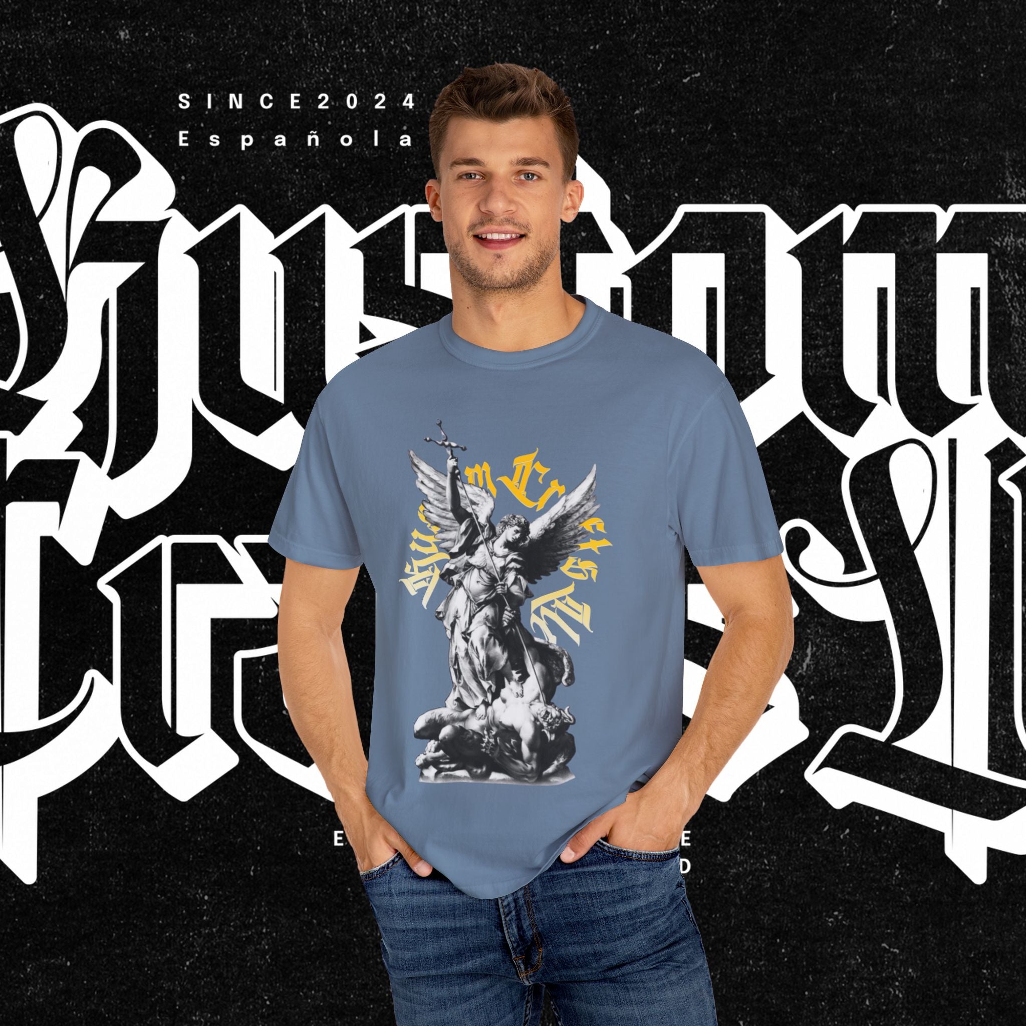 Saint Micheal Vintage-Inspired Graphic T-Shirt featuring Angel Design, Perfect for Casual Wear, Gift for Art Lovers, Streetwear Essential, Unisex Tee