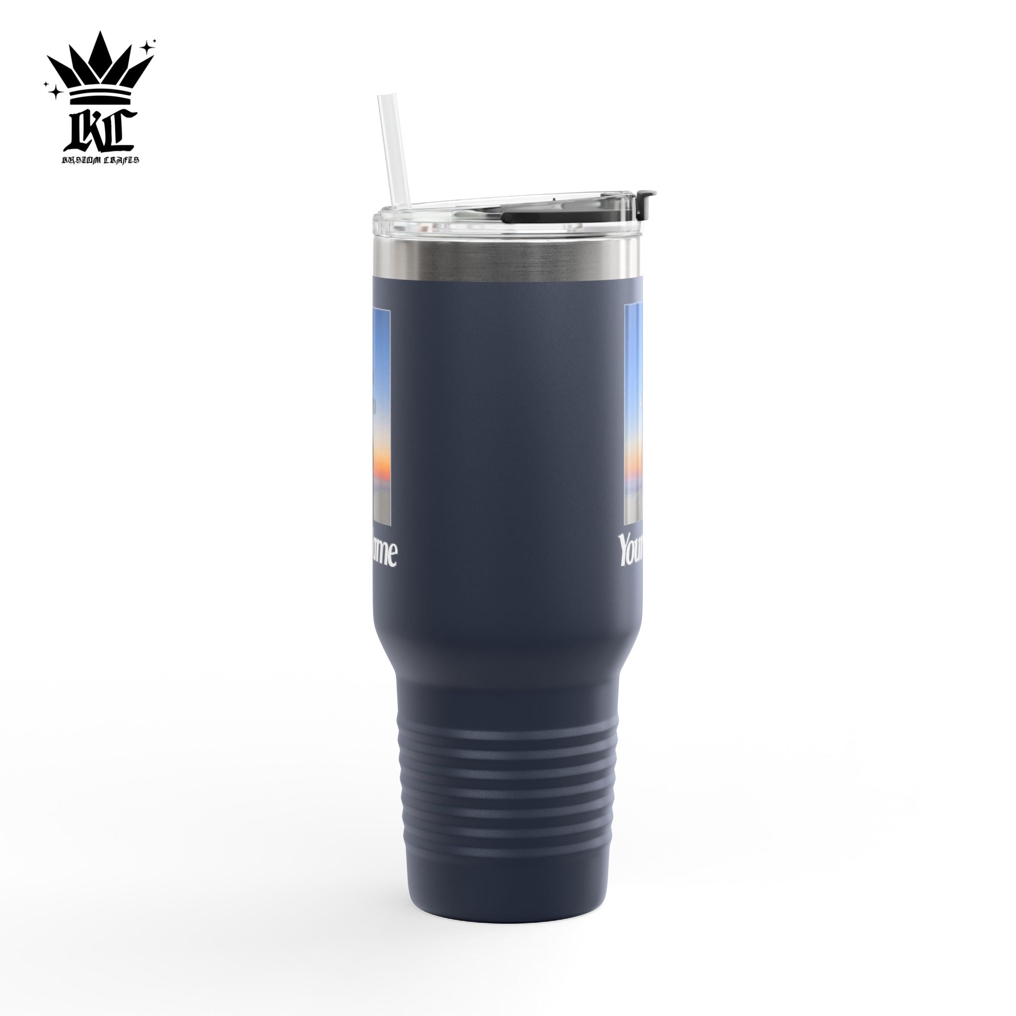 40oz Insulated Travel Mug – Personalized White Tumbler with Straw & Handle