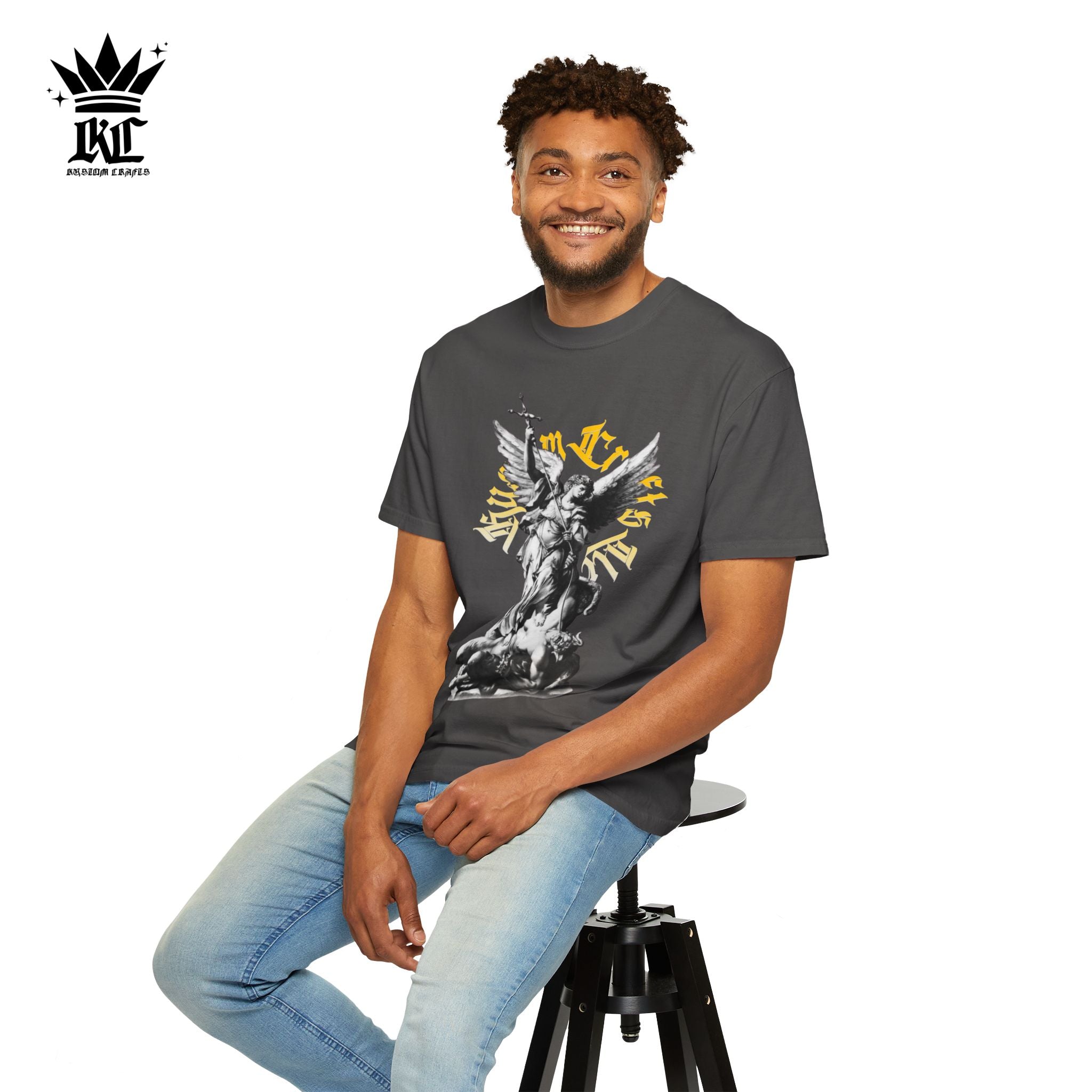 Saint Micheal Vintage-Inspired Graphic T-Shirt featuring Angel Design, Perfect for Casual Wear, Gift for Art Lovers, Streetwear Essential, Unisex Tee