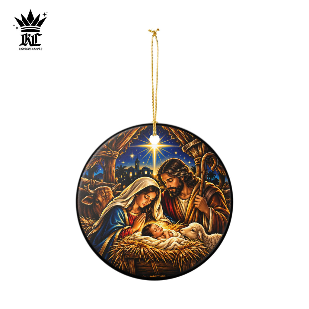 Nativity Scene Ceramic Ornament | Mary Joseph Baby Jesus