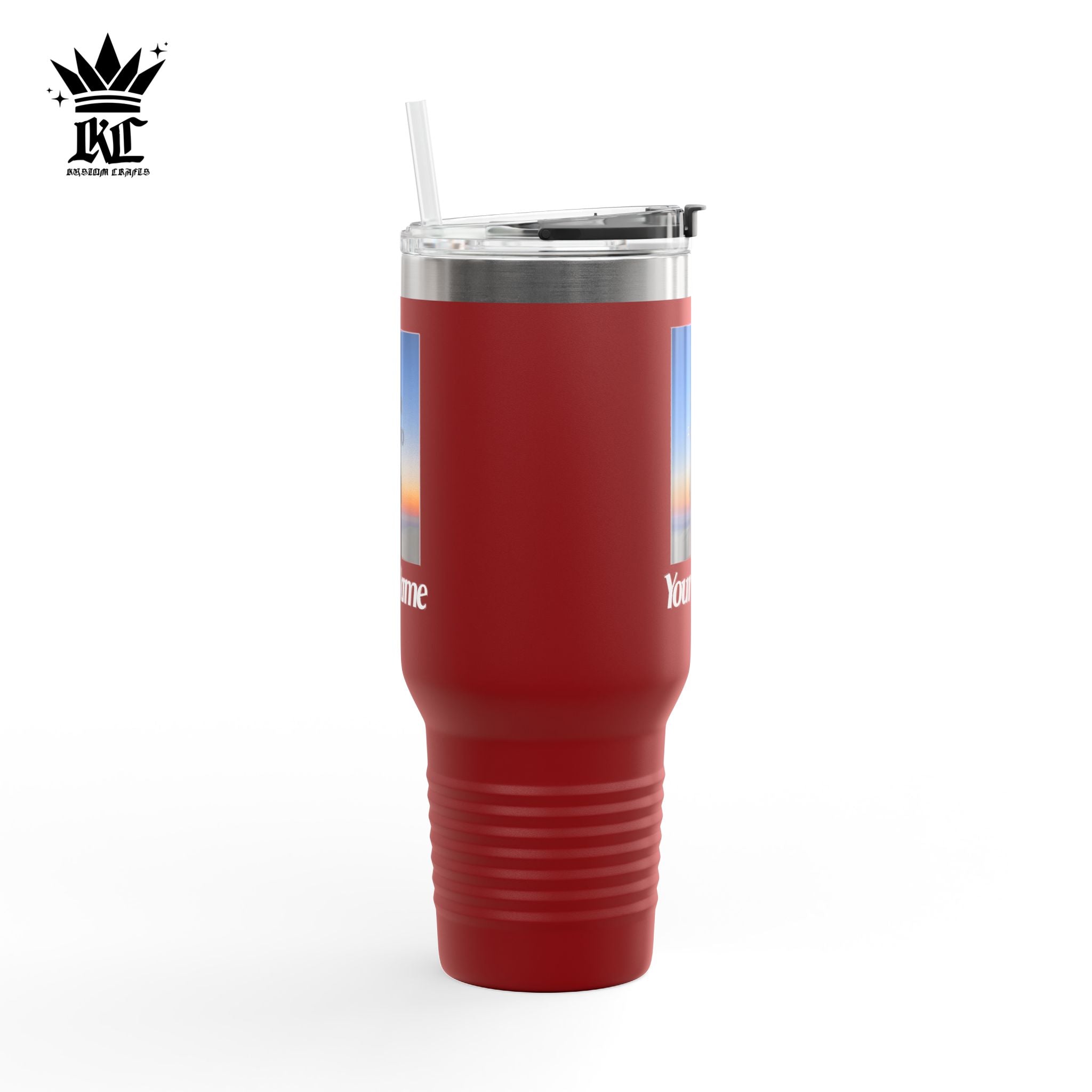 40oz Insulated Travel Mug – Personalized White Tumbler with Straw & Handle