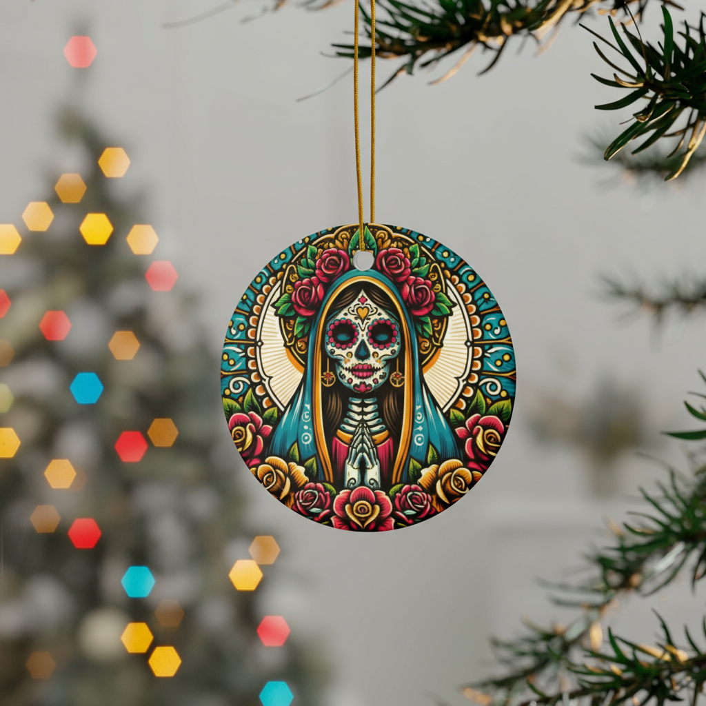 Ceramic Ornament - Dia de los Muertos Virgin Mary