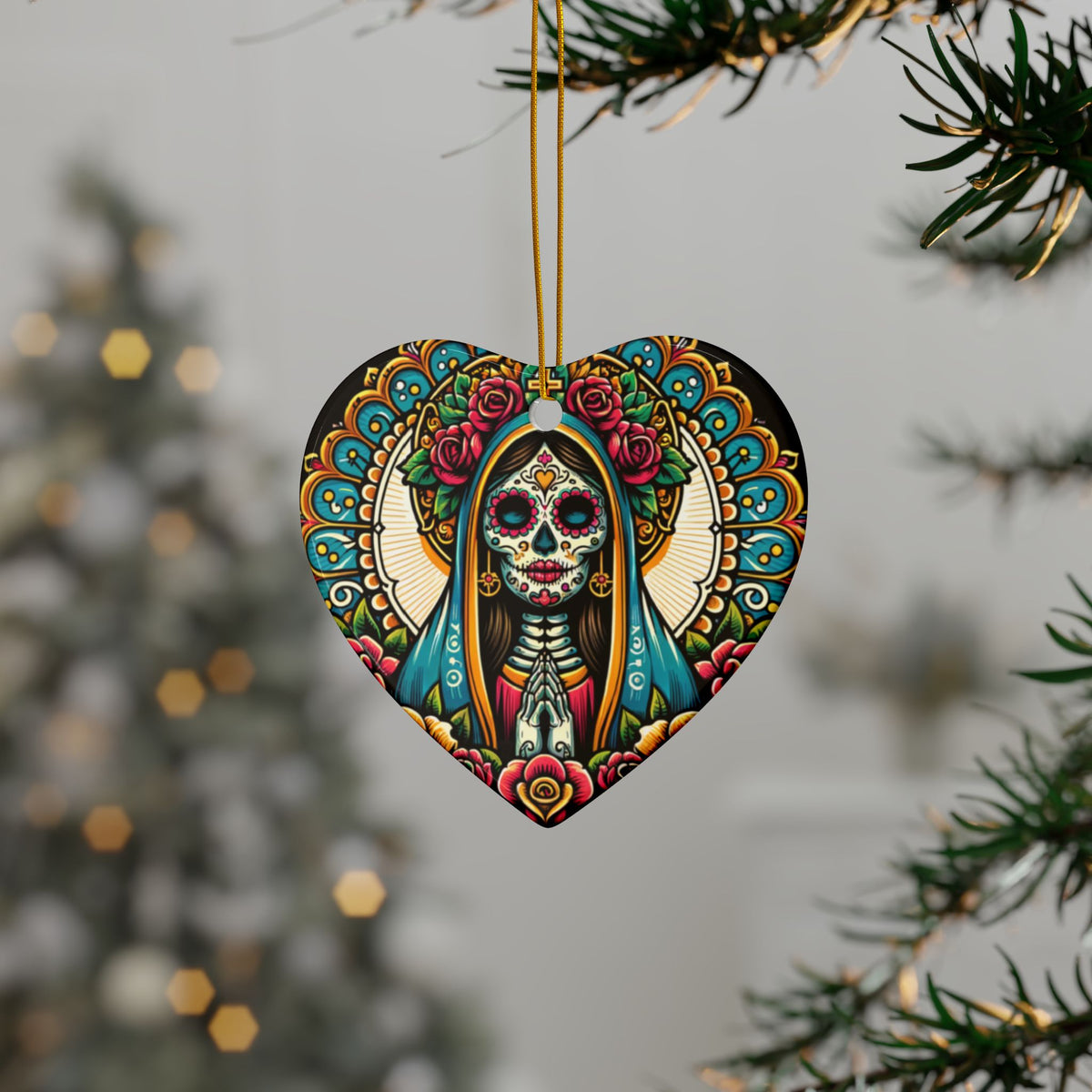 Ceramic Ornament - Dia de los Muertos Virgin Mary