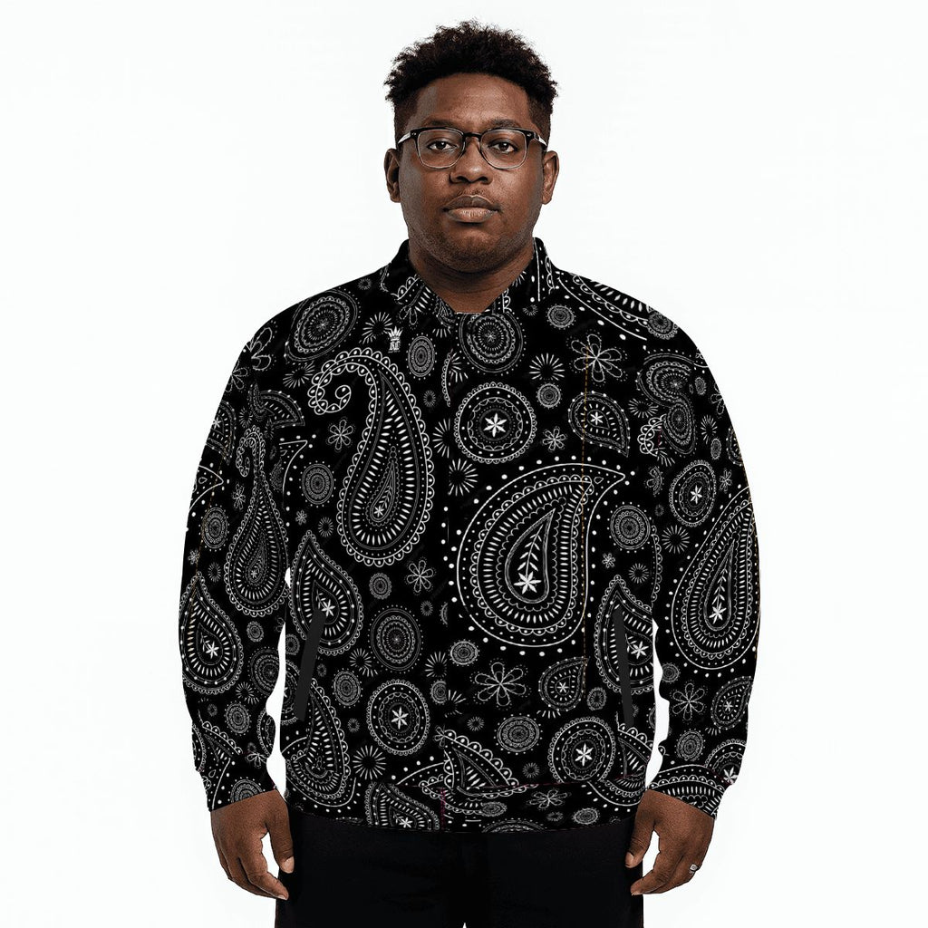 Button-up Baseball Jacket - Bandana Pattern