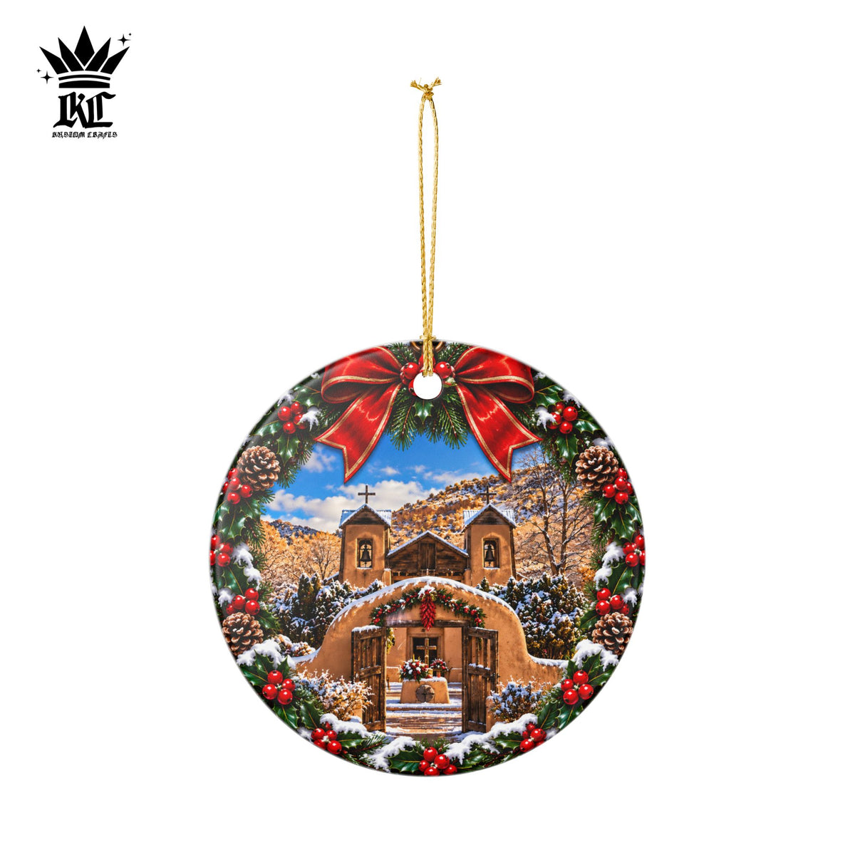 Wreath Santuario De Chimayo - Ceramic Christmas Ornament