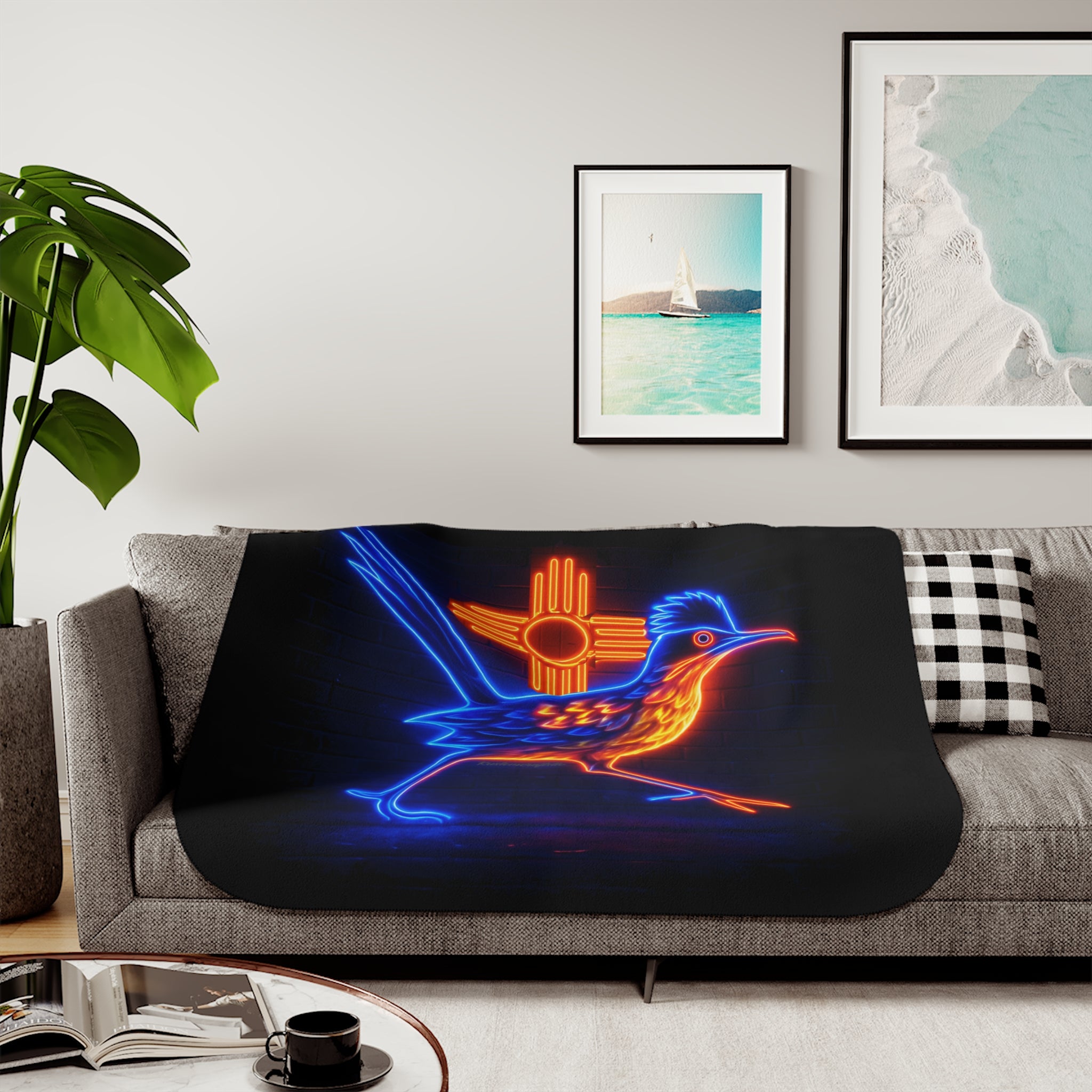Neon Roadrunner Sherpa Blanket