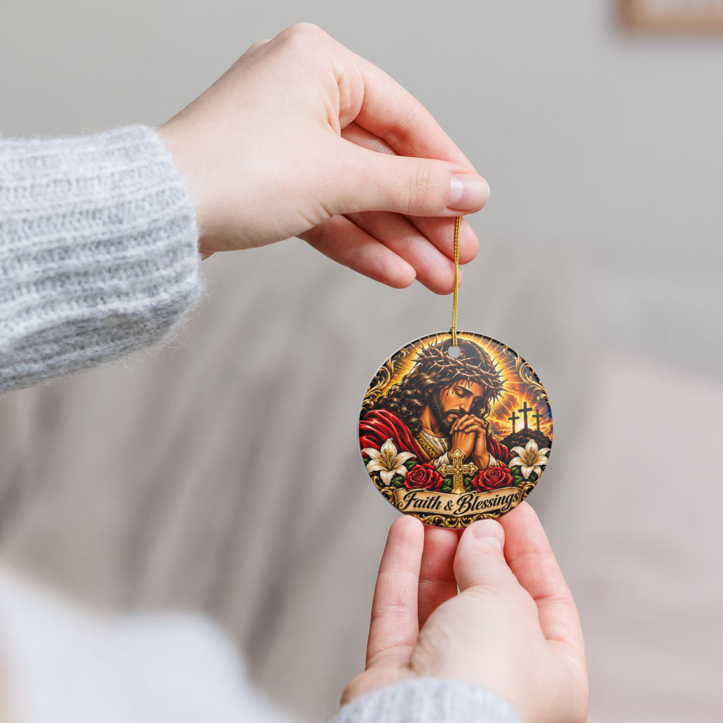 Faith and Blessings Ceramic Ornament