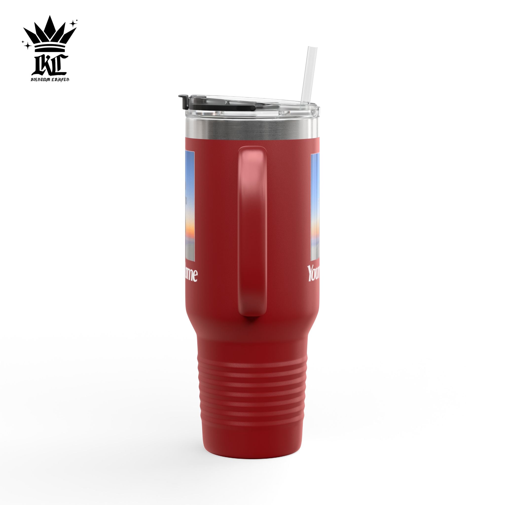 40oz Insulated Travel Mug – Personalized White Tumbler with Straw & Handle