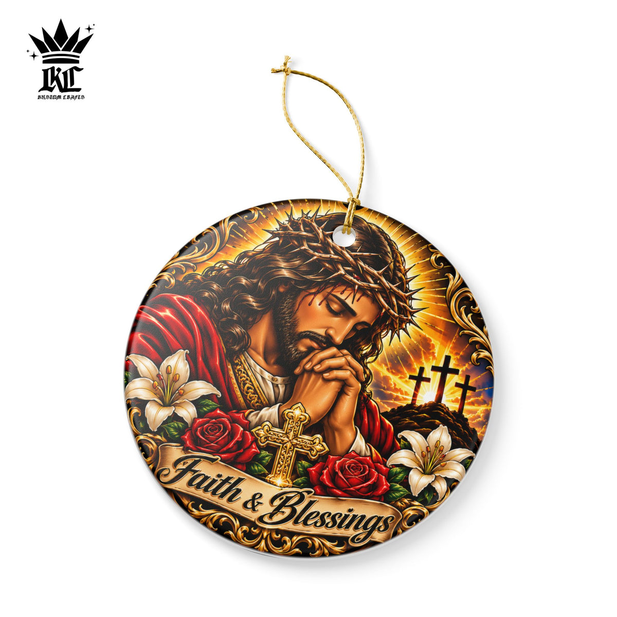 Faith and Blessings Ceramic Ornament