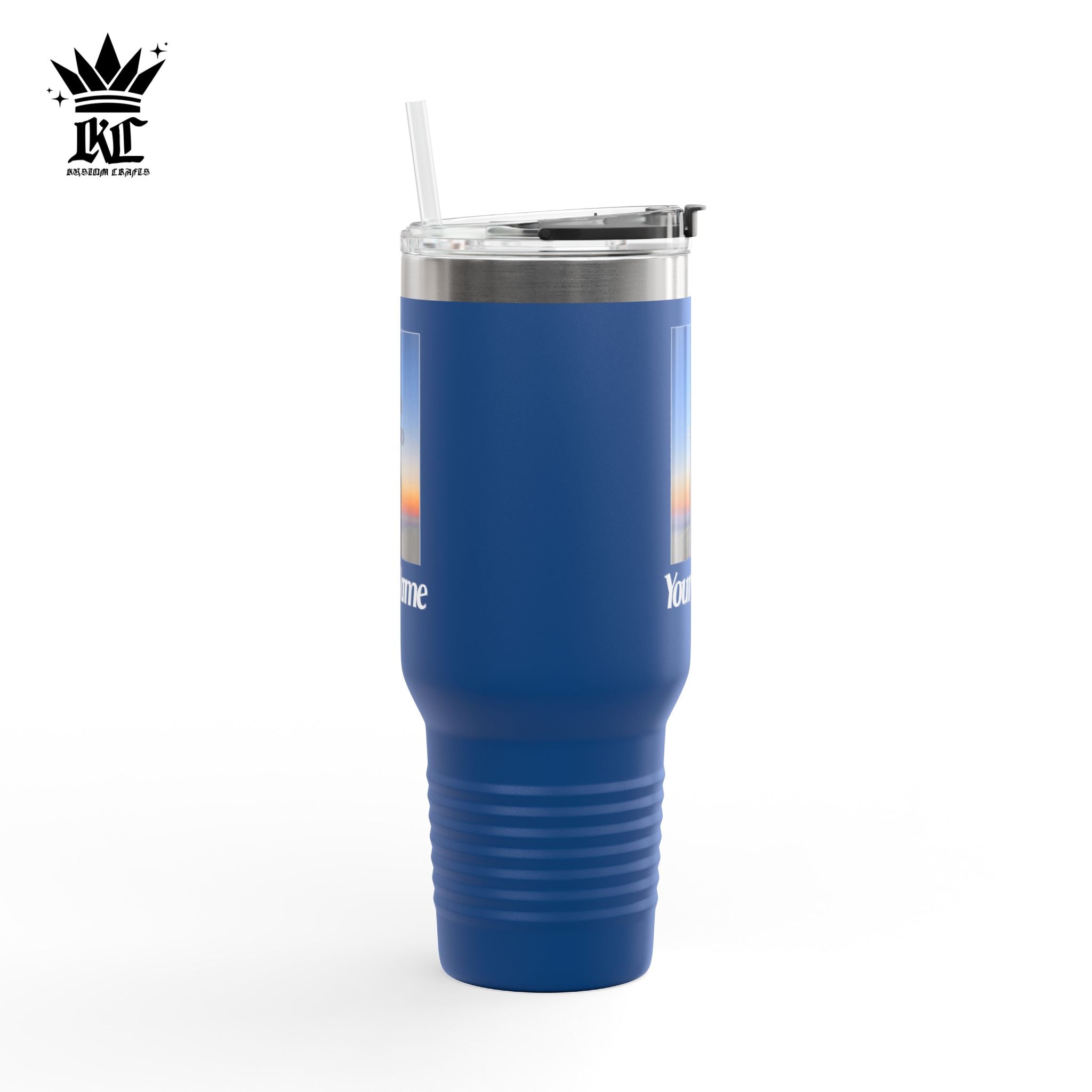 40oz Insulated Travel Mug – Personalized White Tumbler with Straw & Handle