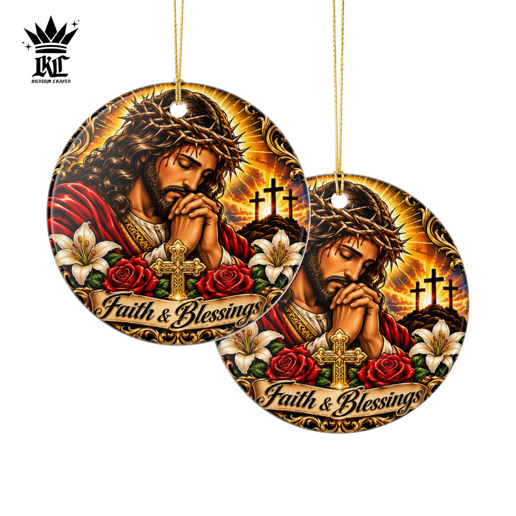 Faith and Blessings Ceramic Ornament