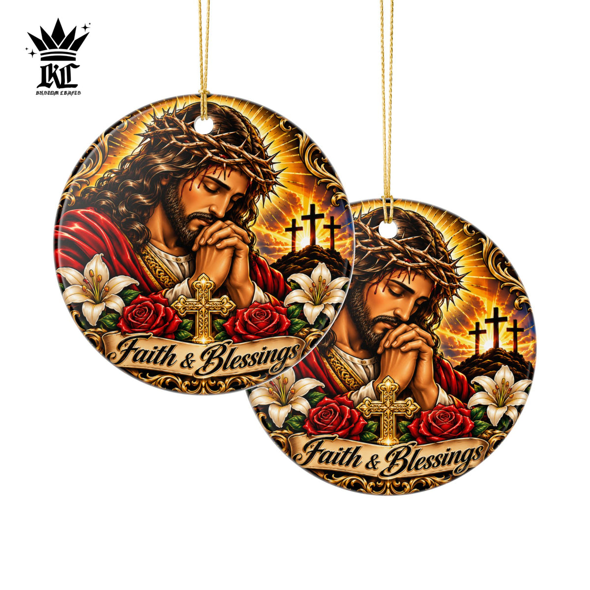 Faith and Blessings Ceramic Ornament