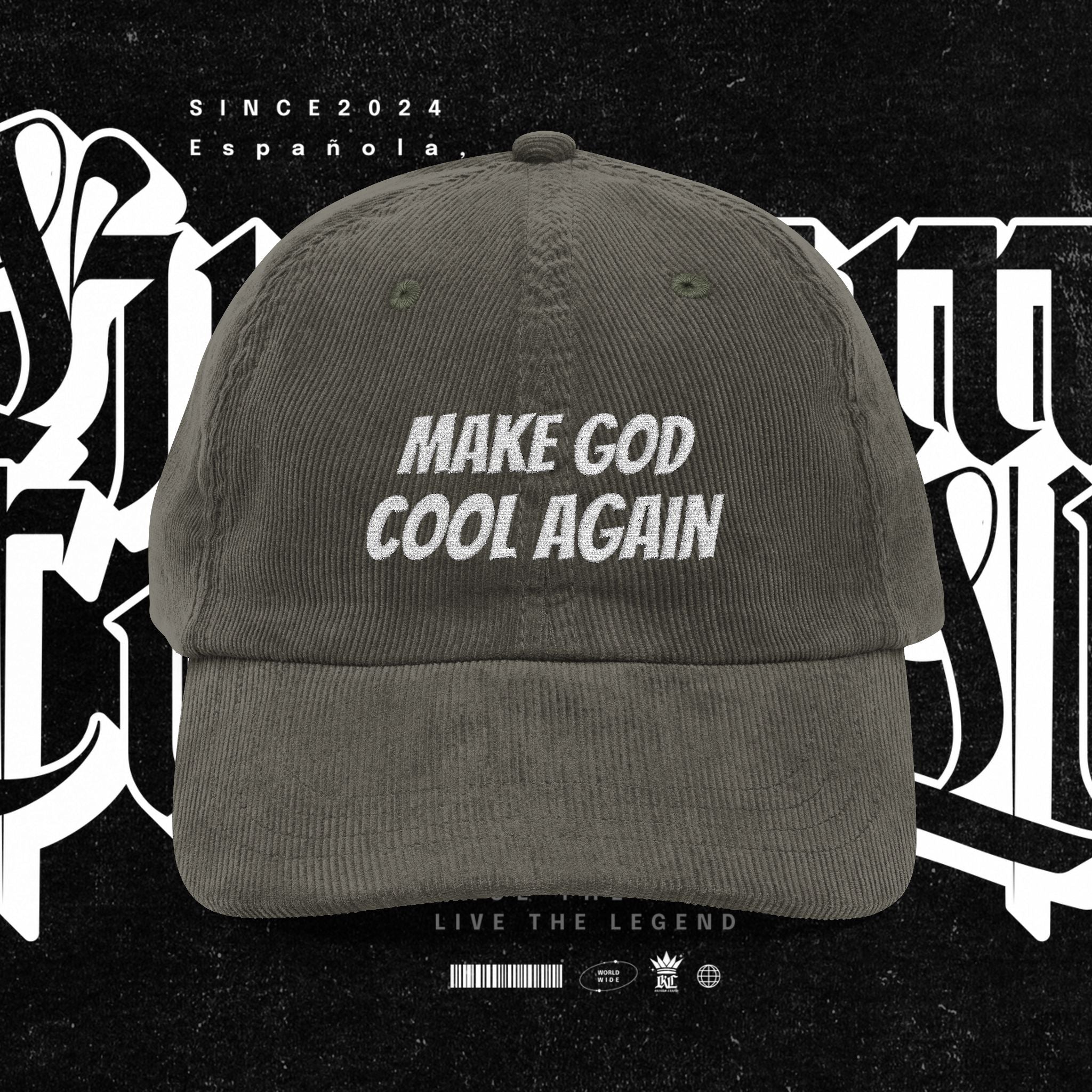 Make God Cool Again Vintage Corduroy Embroidery Cap