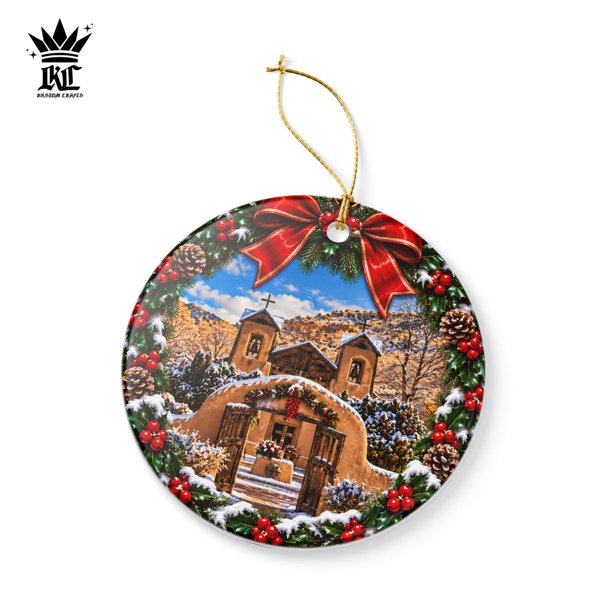Wreath Santuario De Chimayo - Ceramic Christmas Ornament