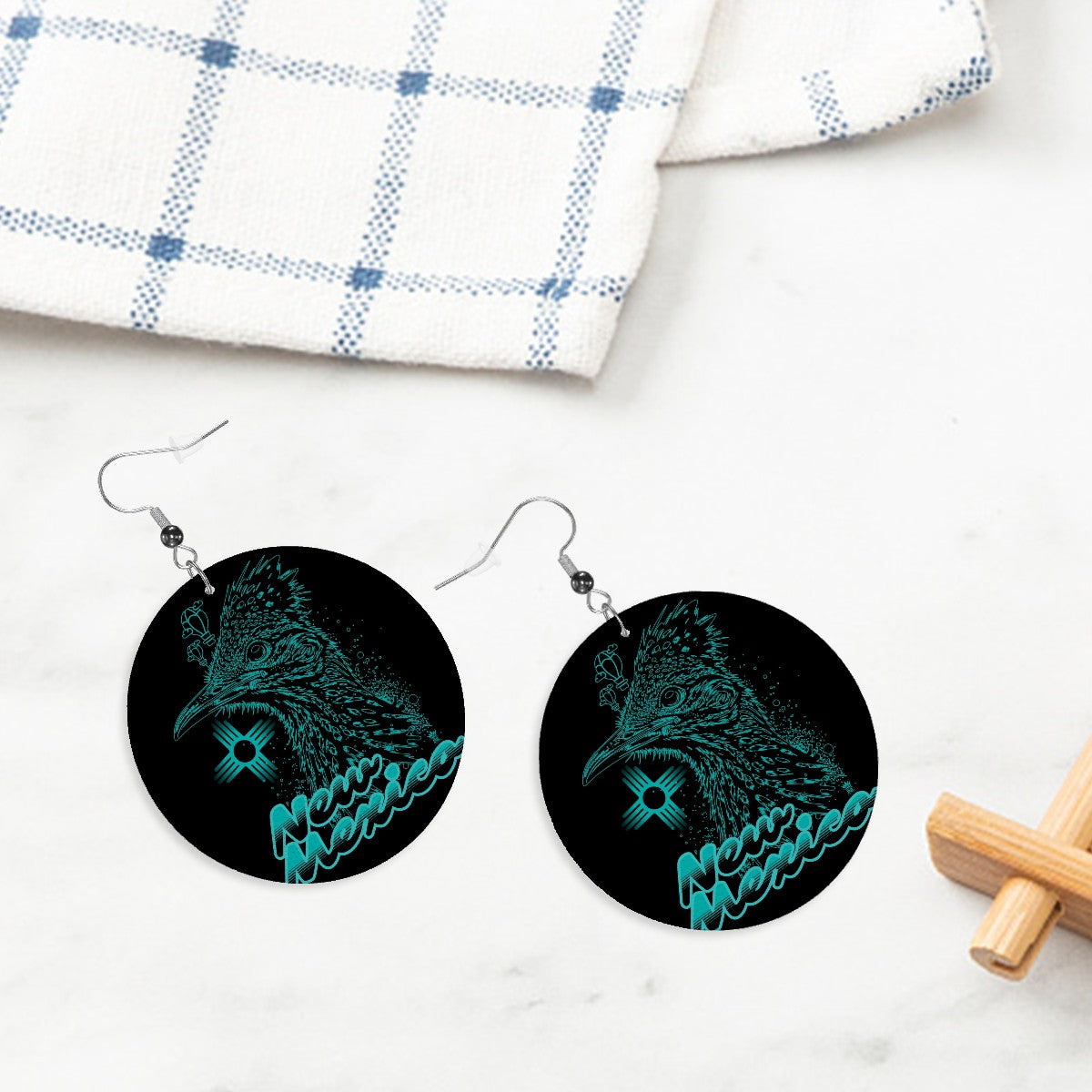 NM Vibes Leather Round Earrings - New Mexico Southwestern Jewelry