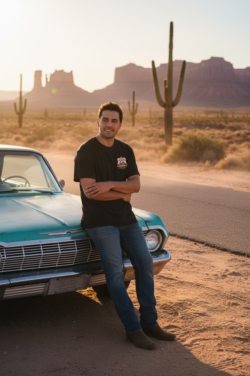 Black Route 66 T-Shirt Cinematic