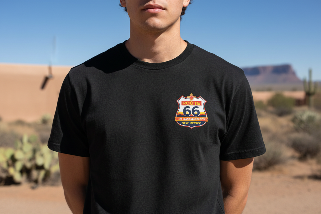 Black Route 66 T-Shirt Close-up