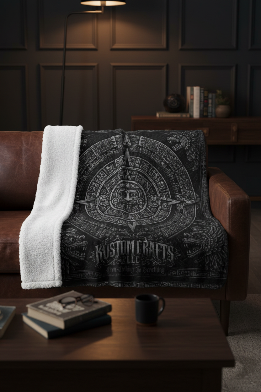 Blanket draped on couch, no hem