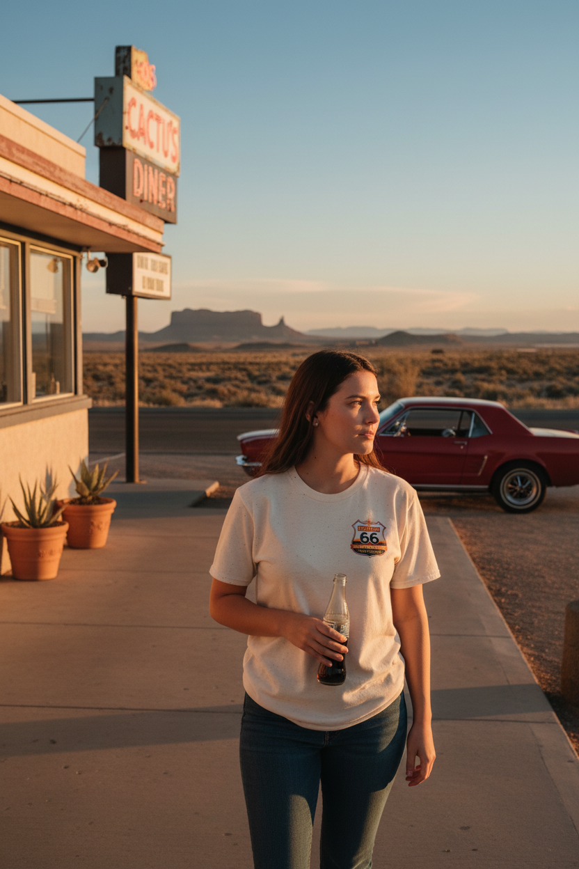 Natural Route 66 T-Shirt Roadside