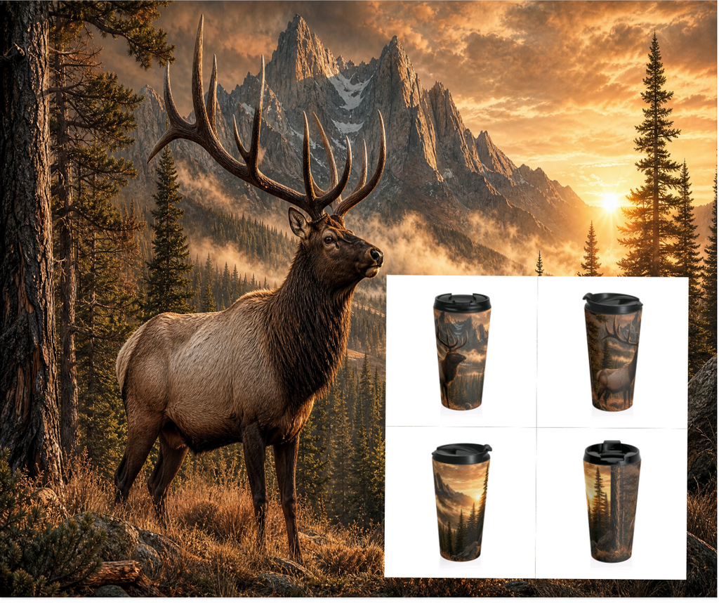Stainless Steel Travel Mug - Elk Design